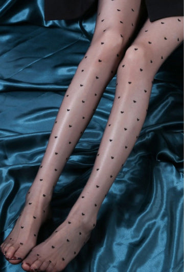 Black Heart Sheer Tights