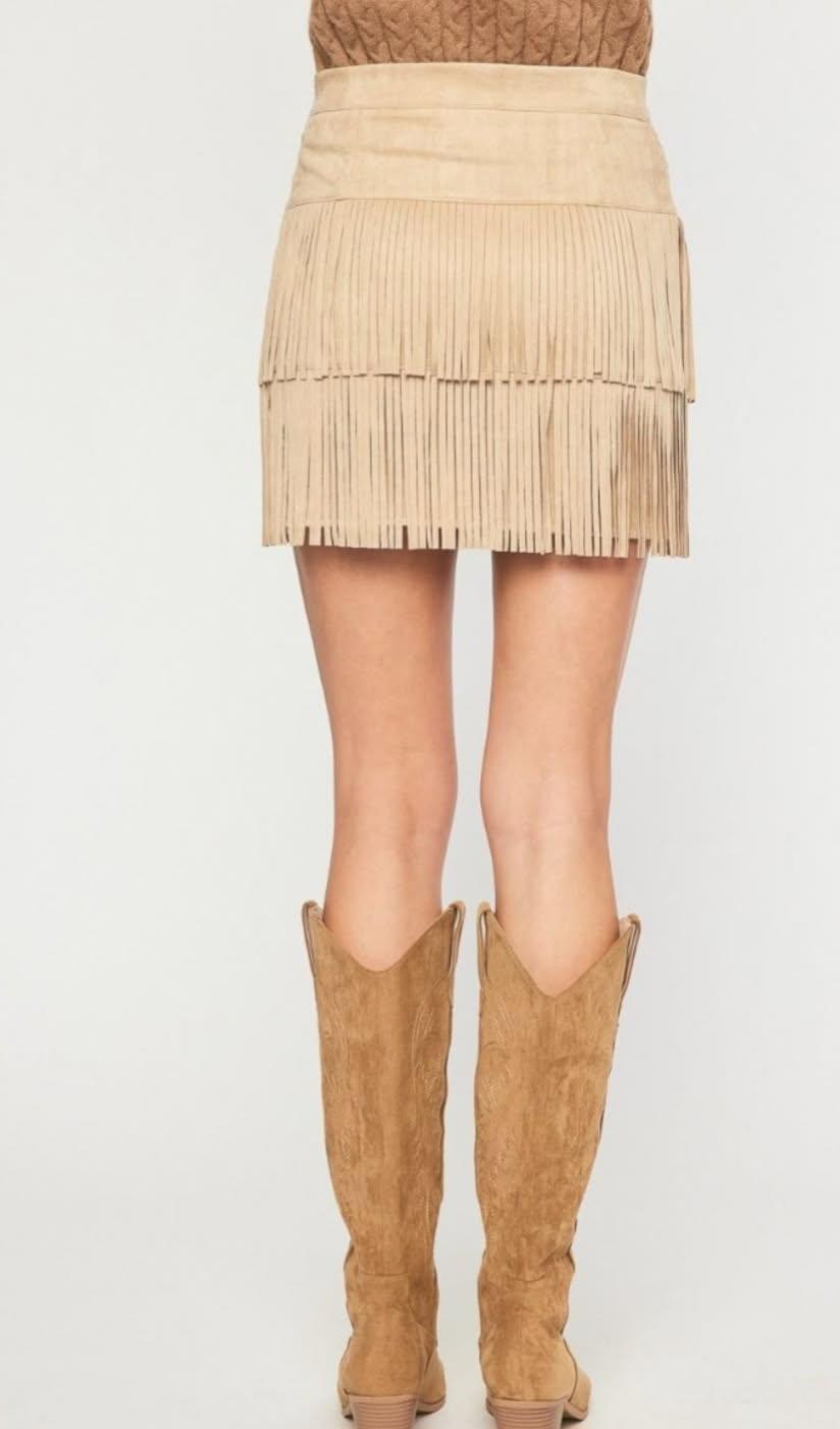 Evelyn Fringe Suede Skirt
